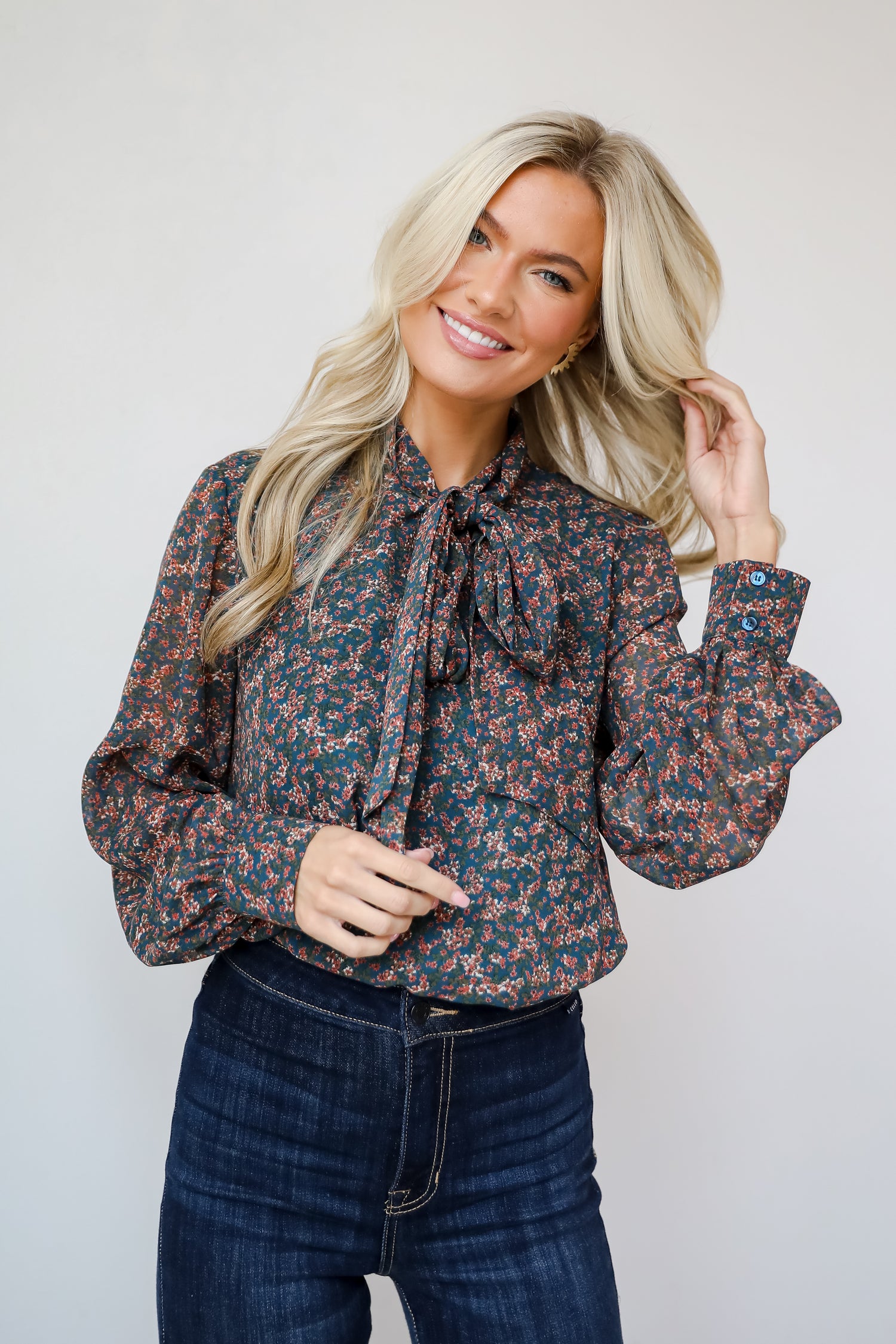 Sweetie Aura Teal Floral Blouse