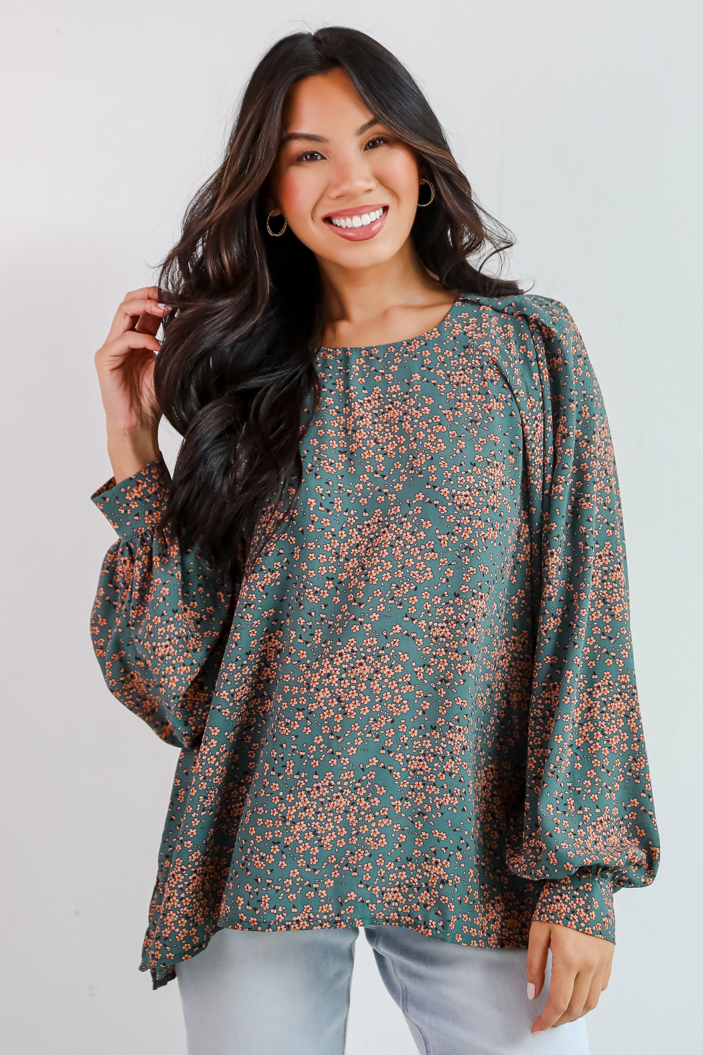 Sensational Attitude Teal Floral Blouse