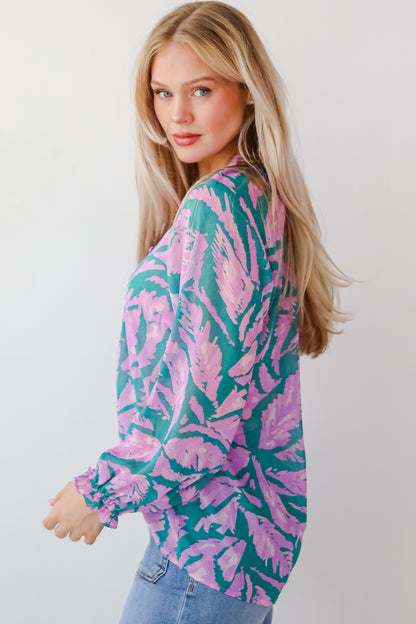 Dreamy Grace Teal Floral Blouse