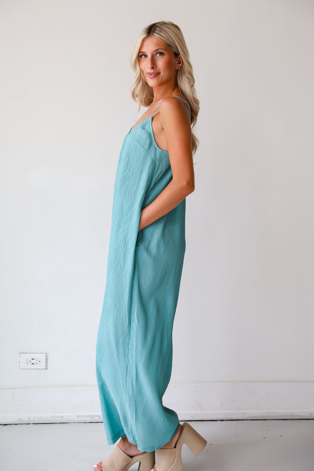 Sunny Energy Teal Wide Leg Jumpsuit