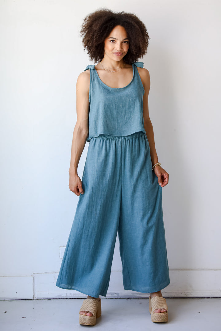 high rise Teal Pants