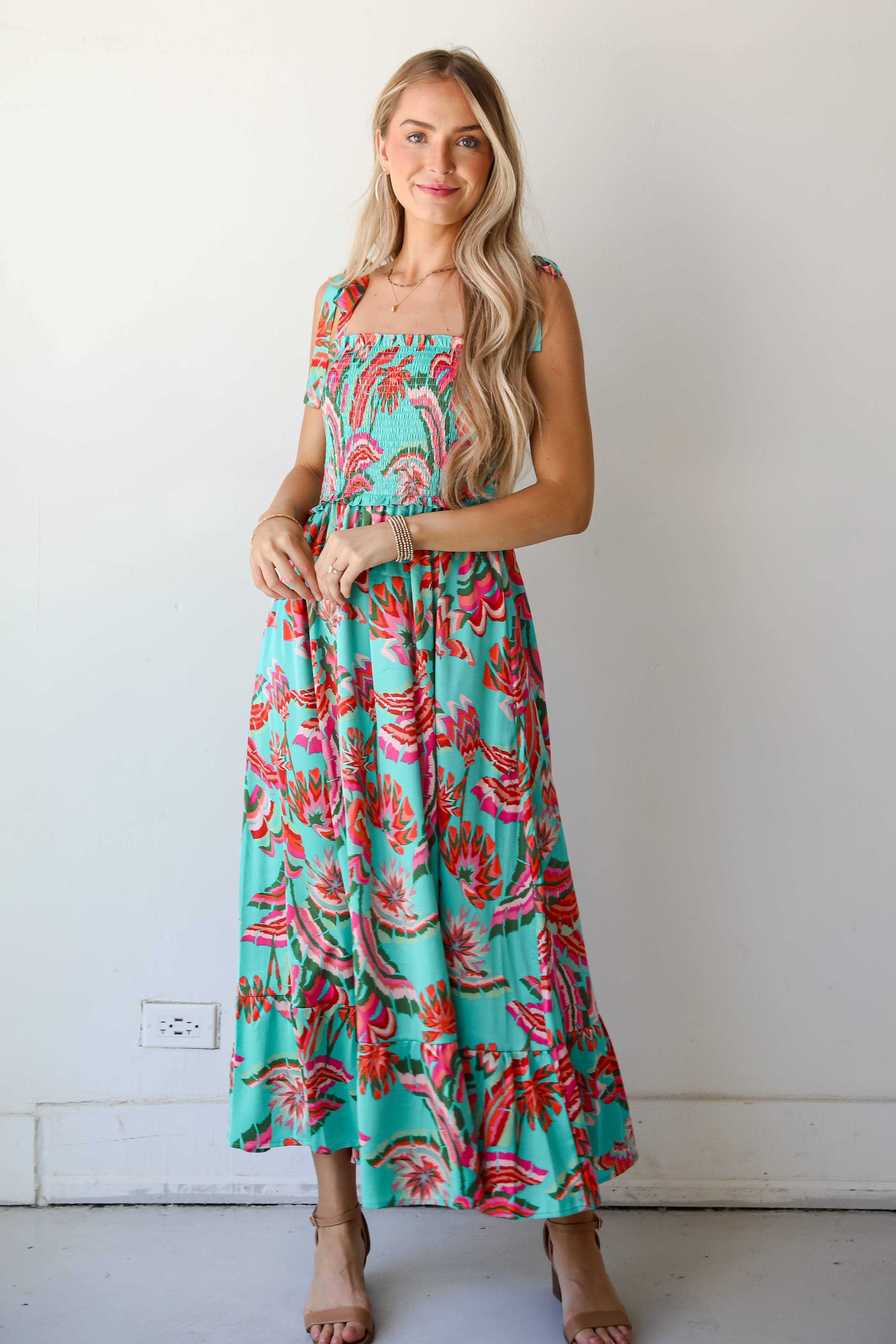 Flirty Dreamer Jade Satin Maxi Dress