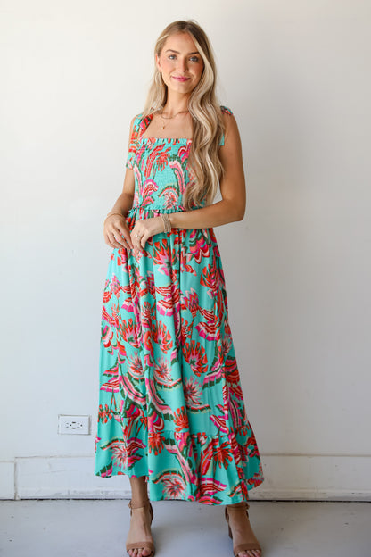 Flirty Dreamer Jade Satin Maxi Dress