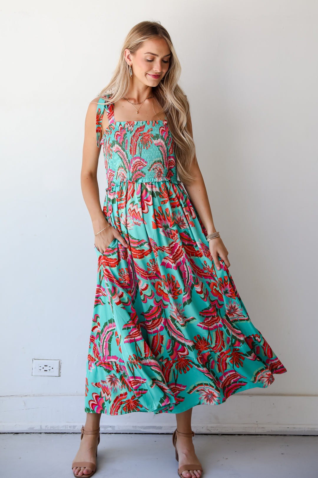 Flirty Dreamer Jade Satin Maxi Dress