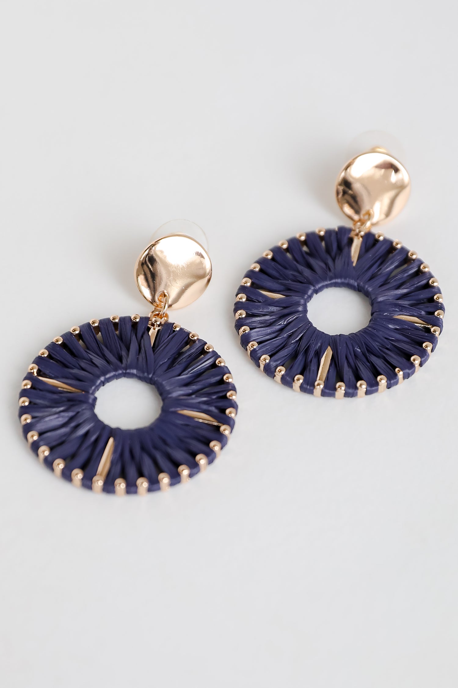 blue straw earrings