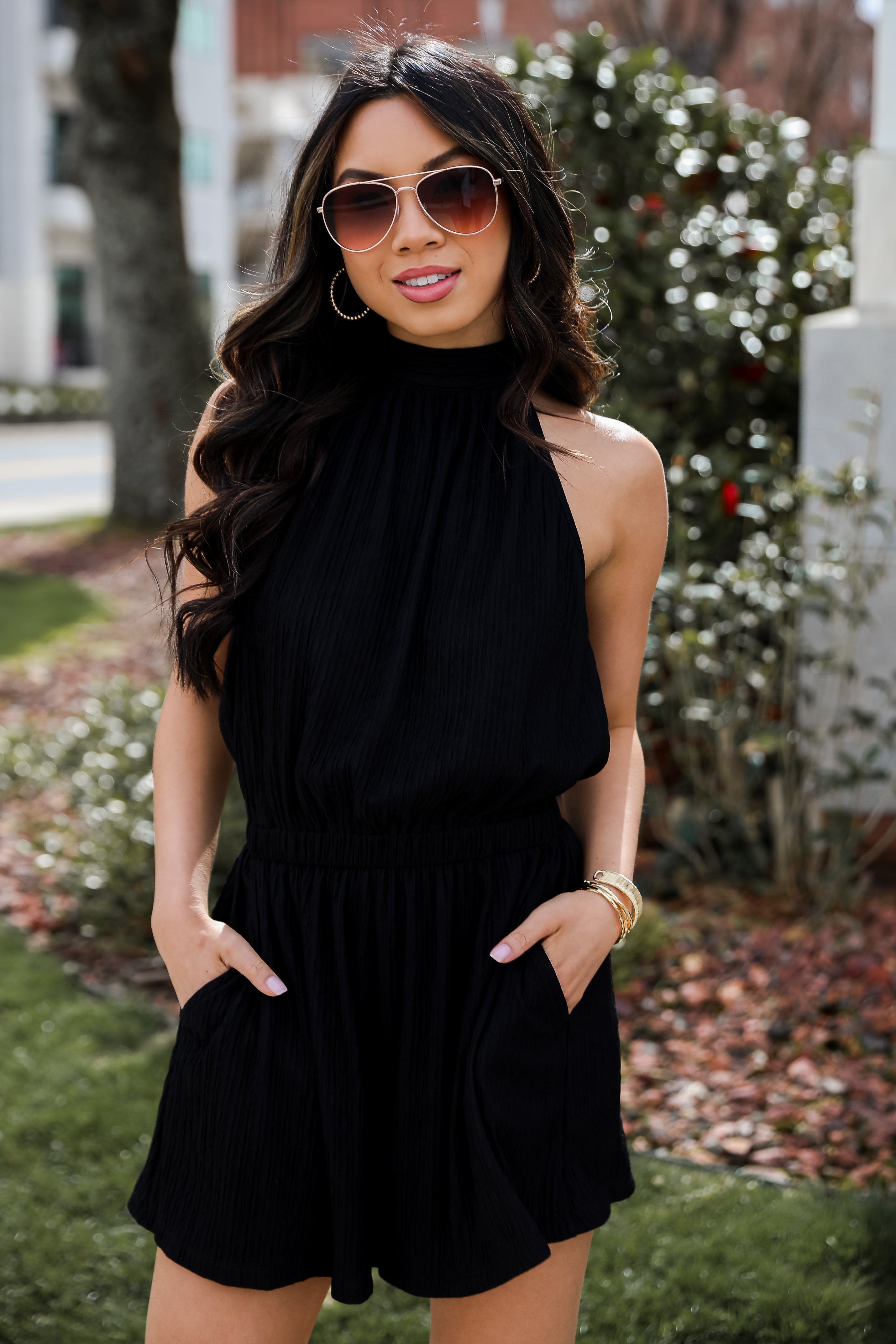 black tie back romper