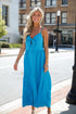 blue Tie-Front Midi Dress