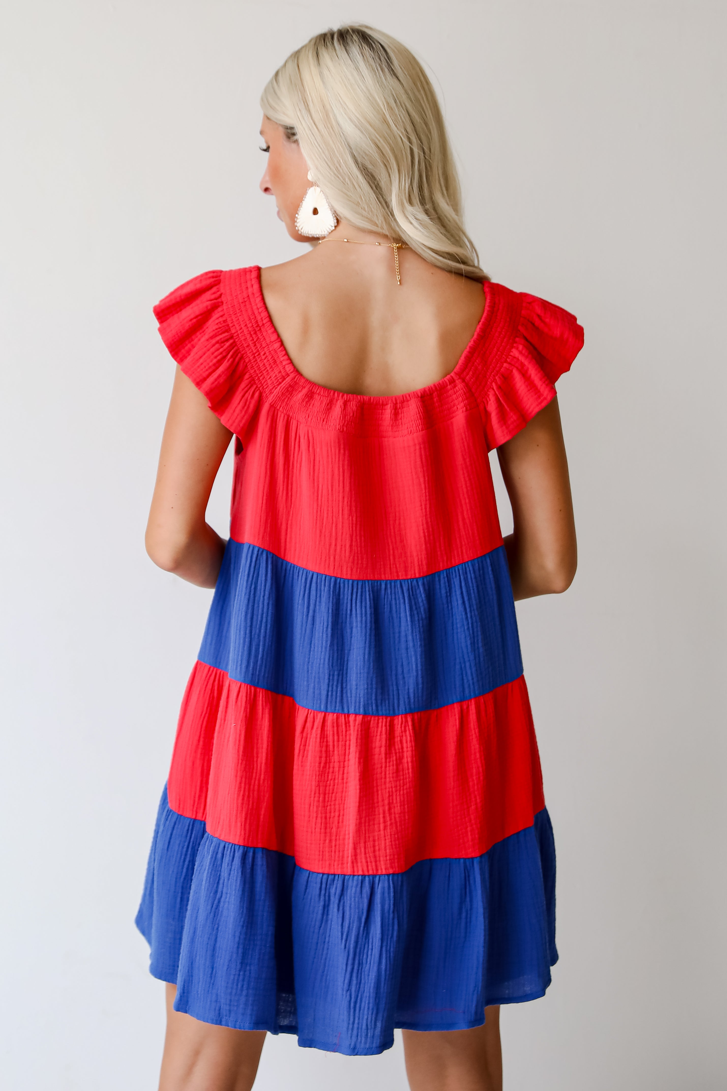 Dandy Darling Linen Tiered Color Block Mini Dress