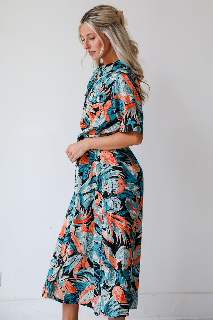 Bali Beauty Tropical Print Midi Dress