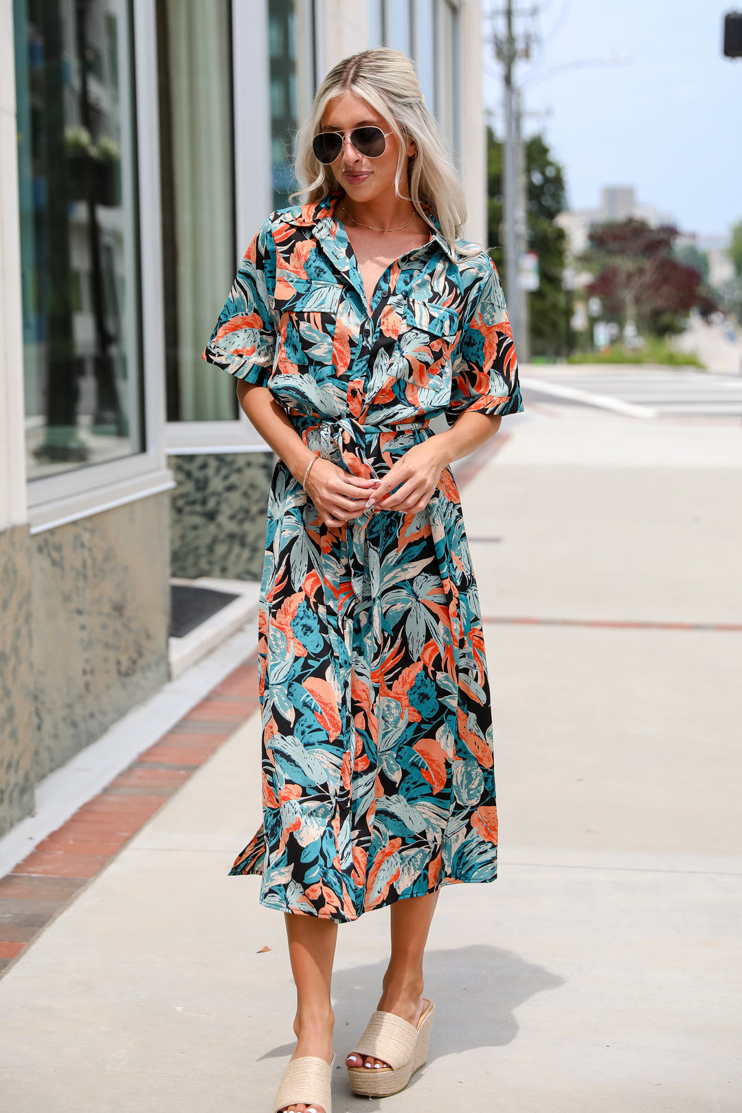 Bali Beauty Tropical Print Midi Dress