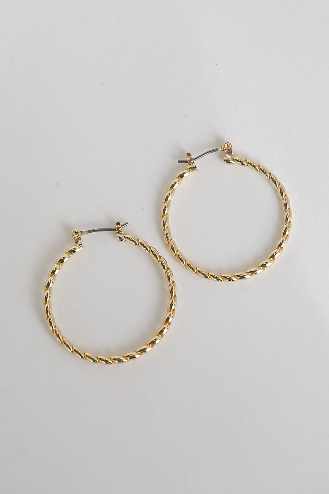 cute Gold Twisted Hoop Earrings