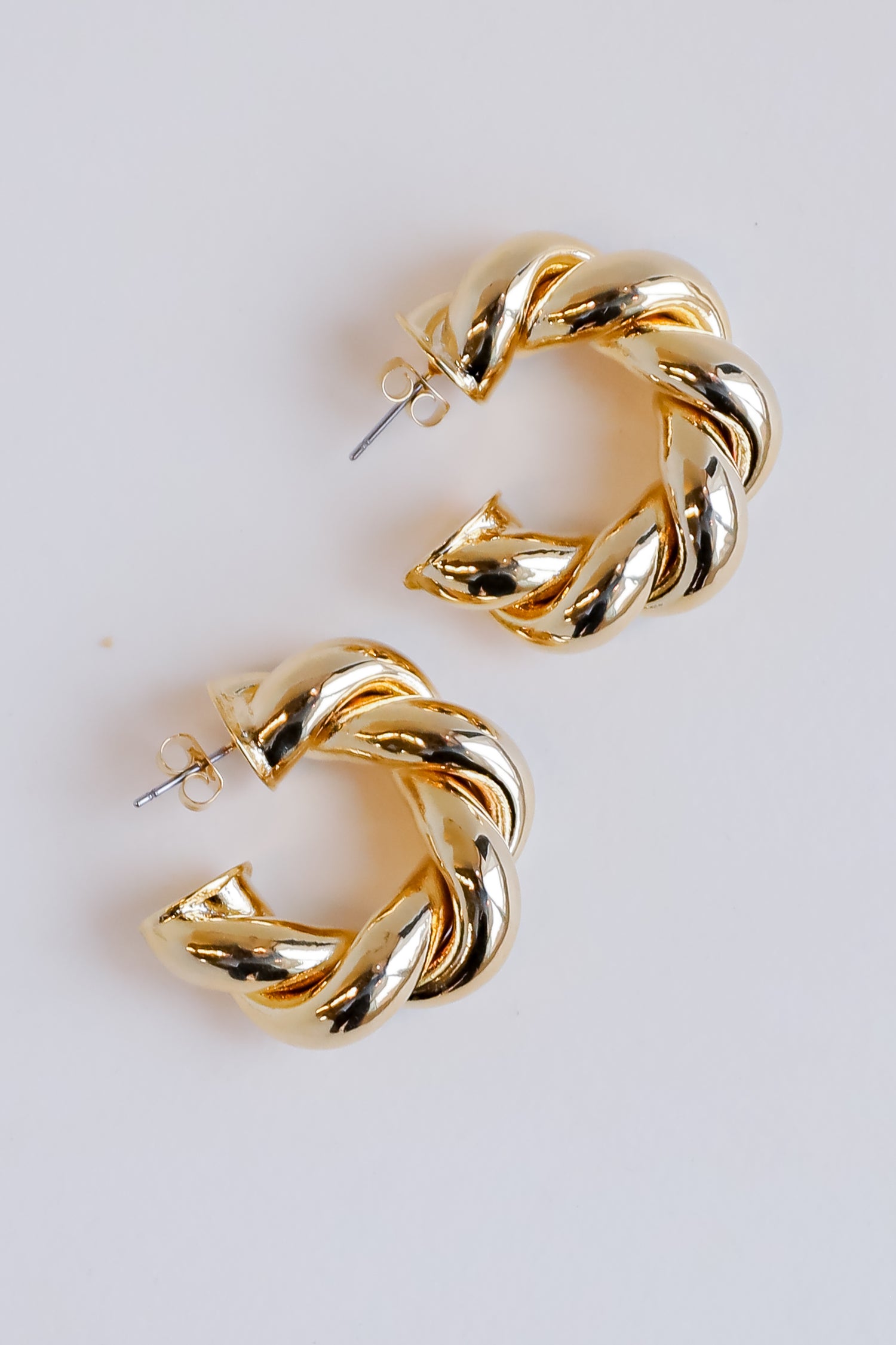 Gold Twisted Hoop Earrings