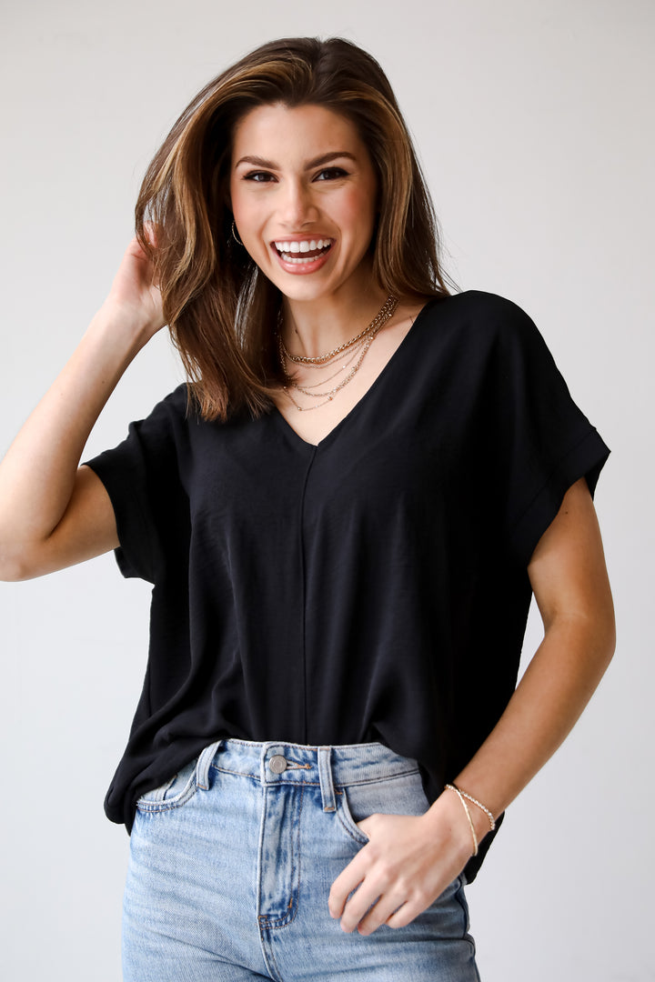 basic black Oversized Blouse