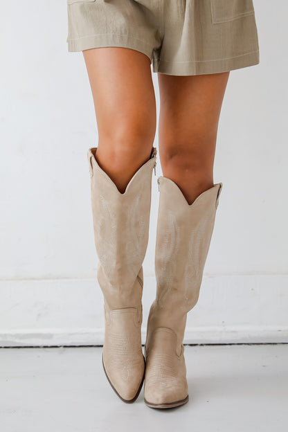 In The Works Taupe Suede Western Boots