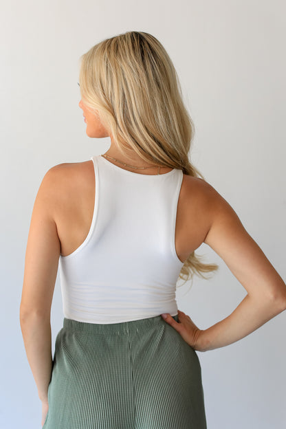 white basic High Neck Tank back view