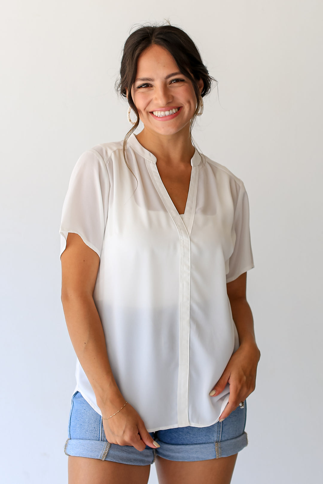 white Blouse on model