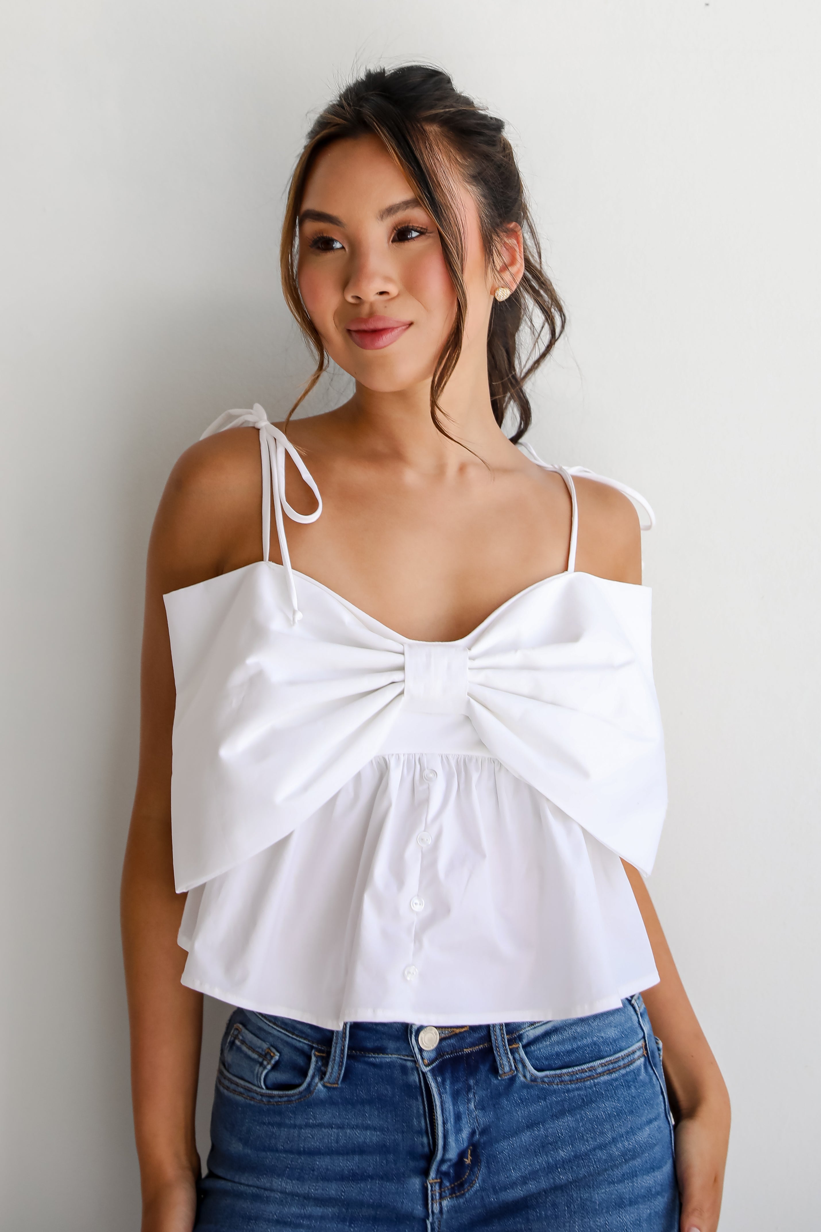 cute White Bow Tank