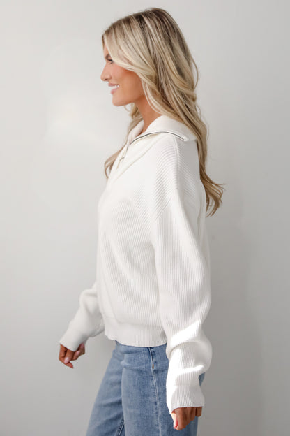 Simply Elevated White Collared Sweater