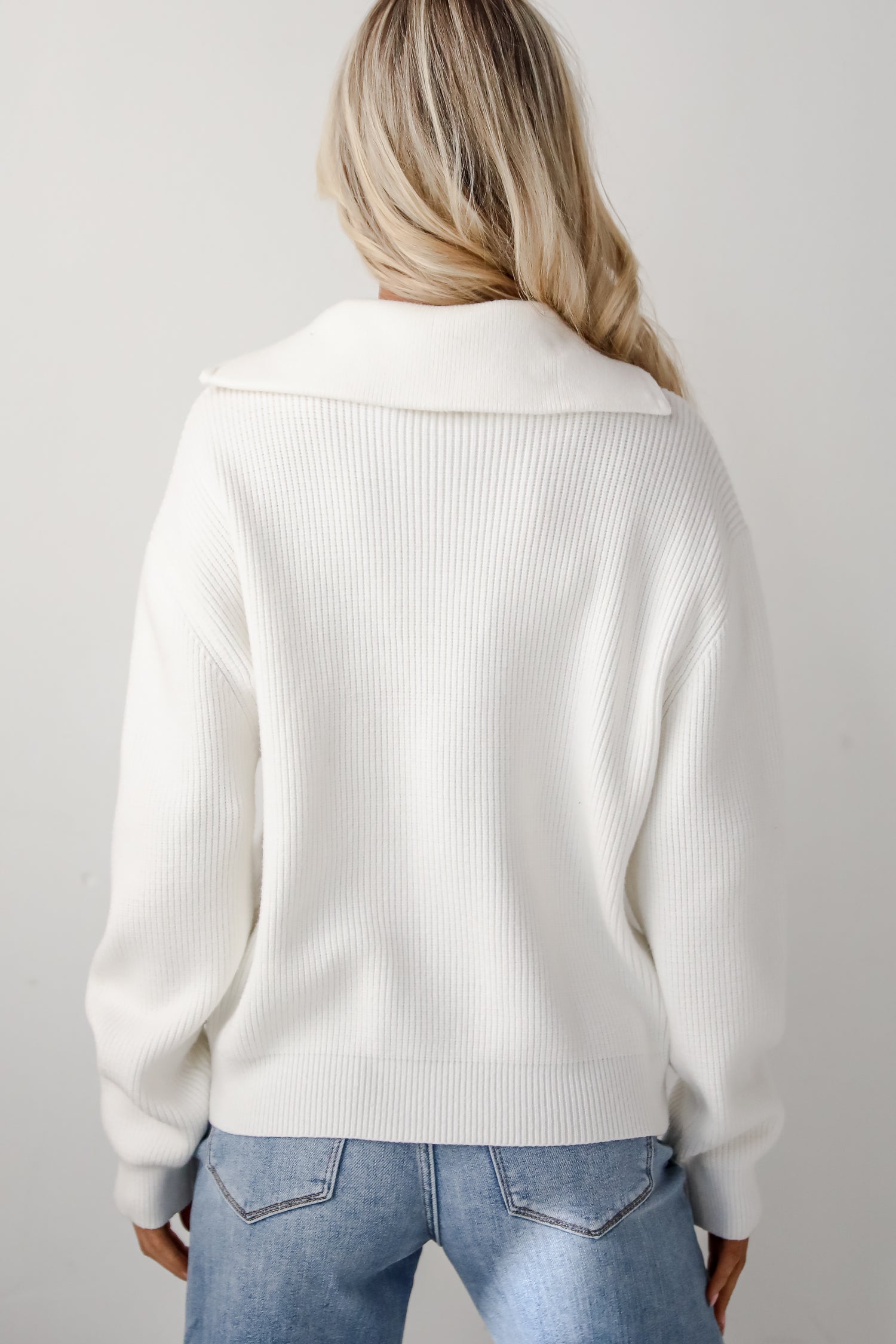 Simply Elevated White Collared Sweater