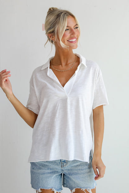 Sweetest Look Off White Collared Top