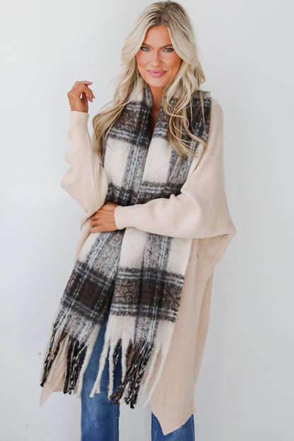 Snuggly Elevation Plaid Fringe Scarf