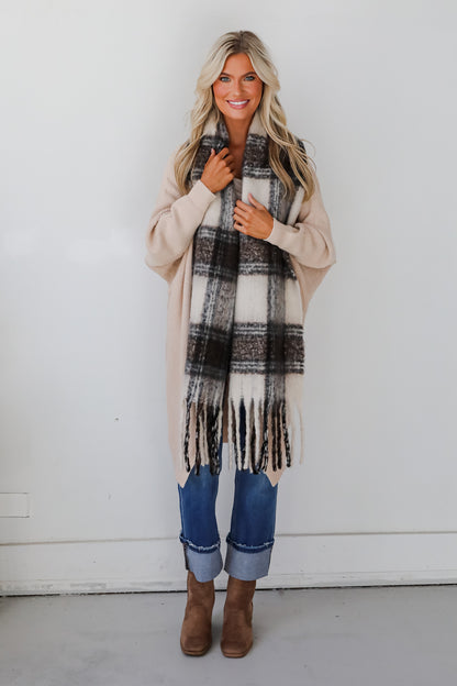 Snuggly Elevation Plaid Fringe Scarf