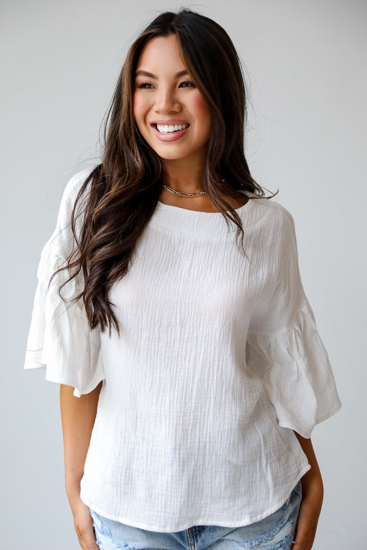 Bright Affection White Linen Blouse