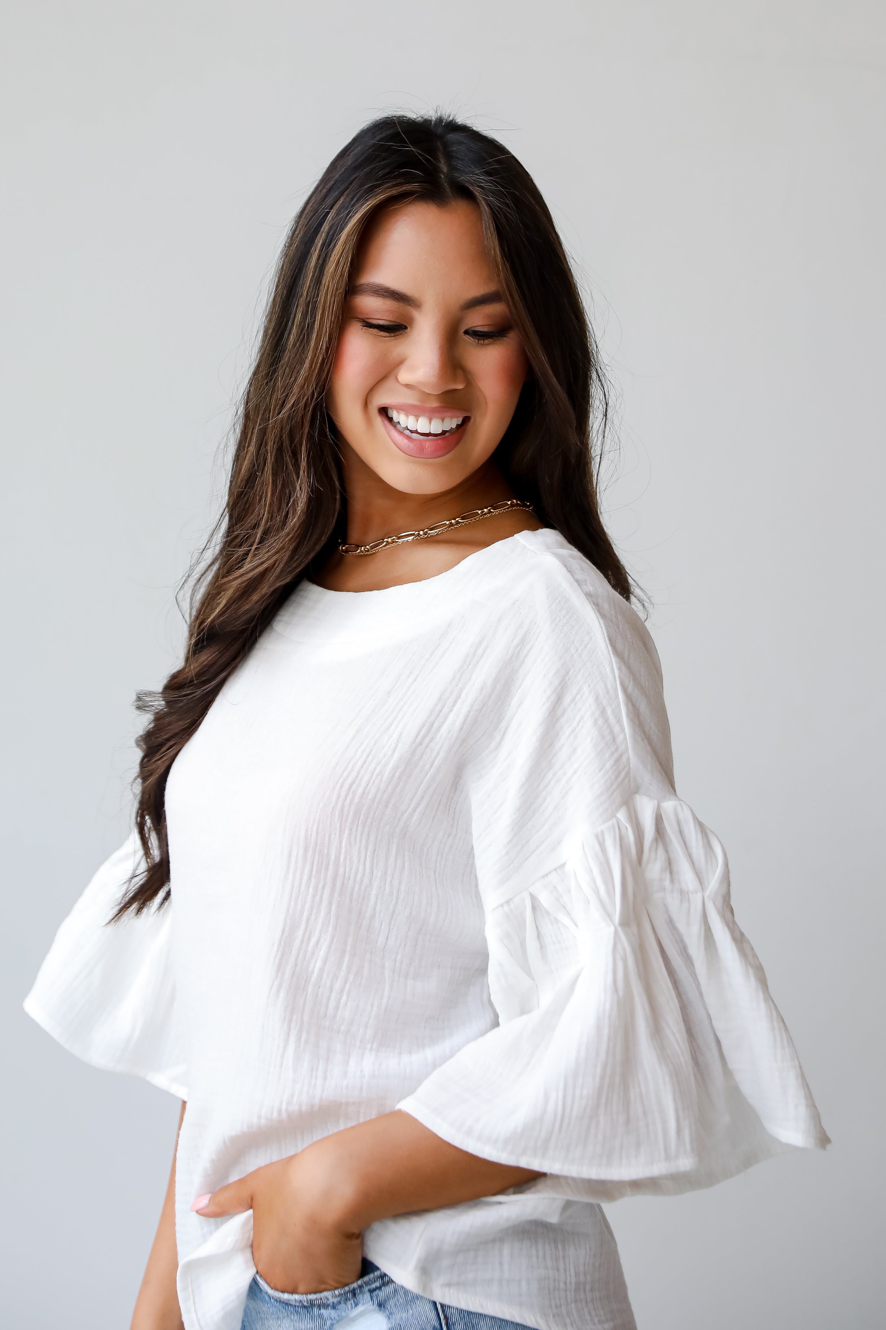 Bright Affection White Linen Blouse