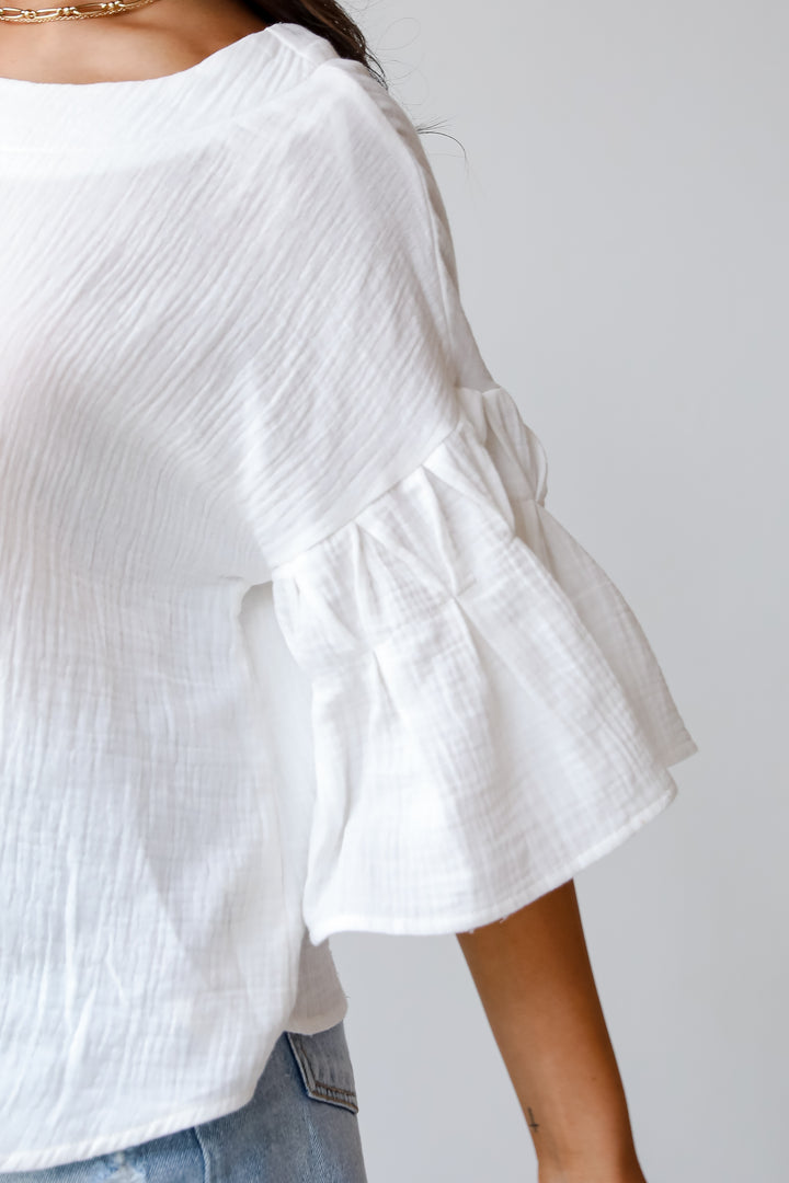 Bright Affection White Linen Blouse