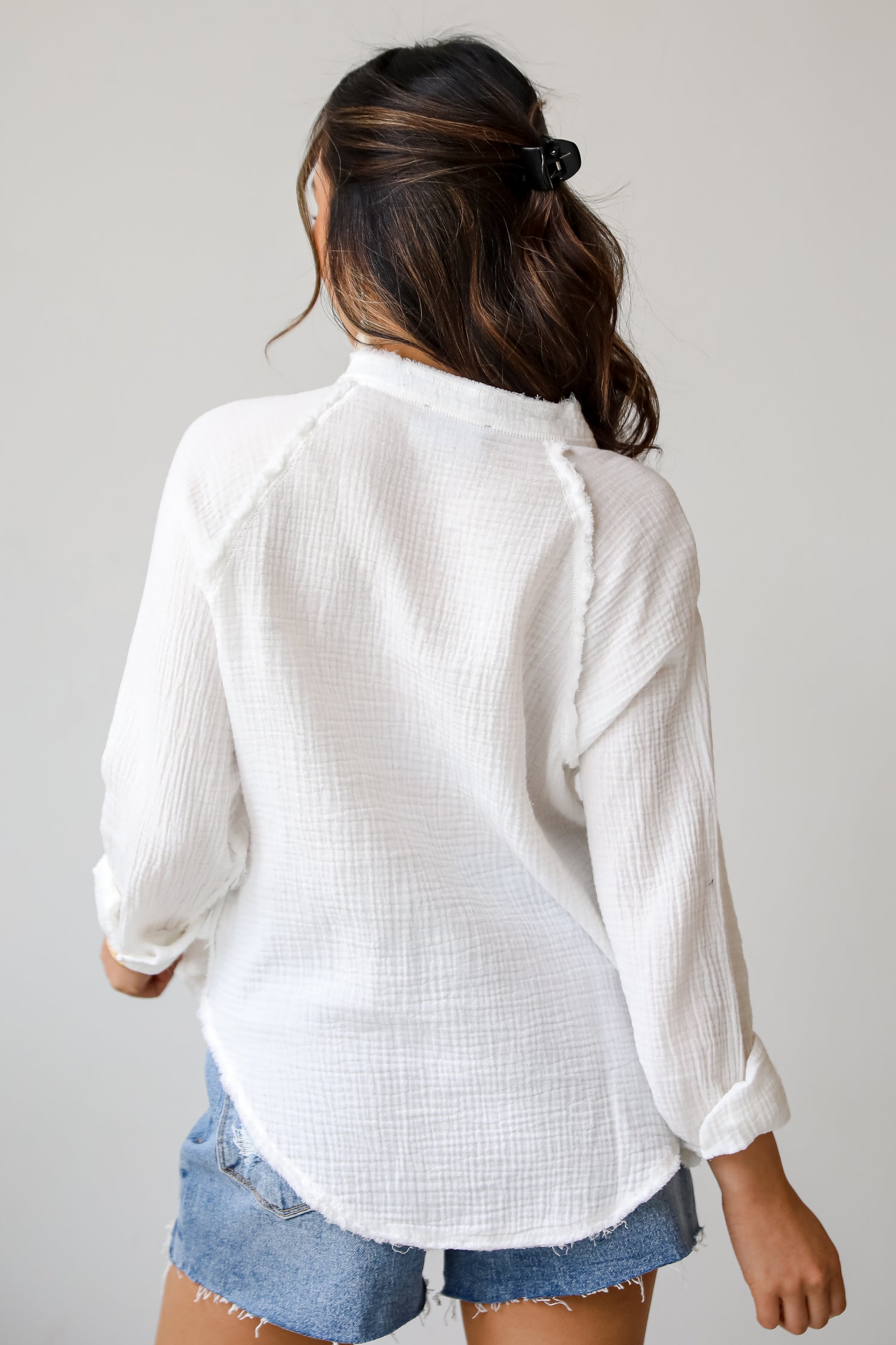 womens White Linen Blouse