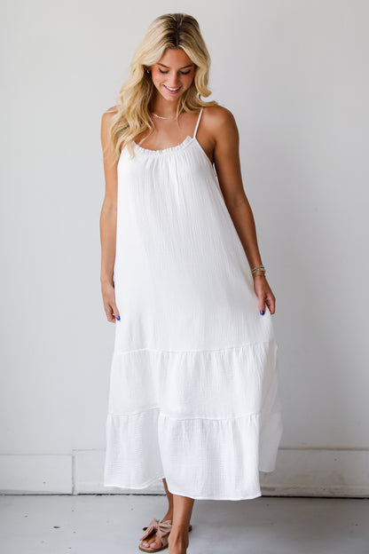 Sunkissed Cutie White Linen Maxi Dress