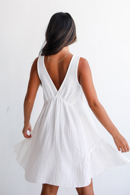 Distinctly Perfect White Linen Mini Dress