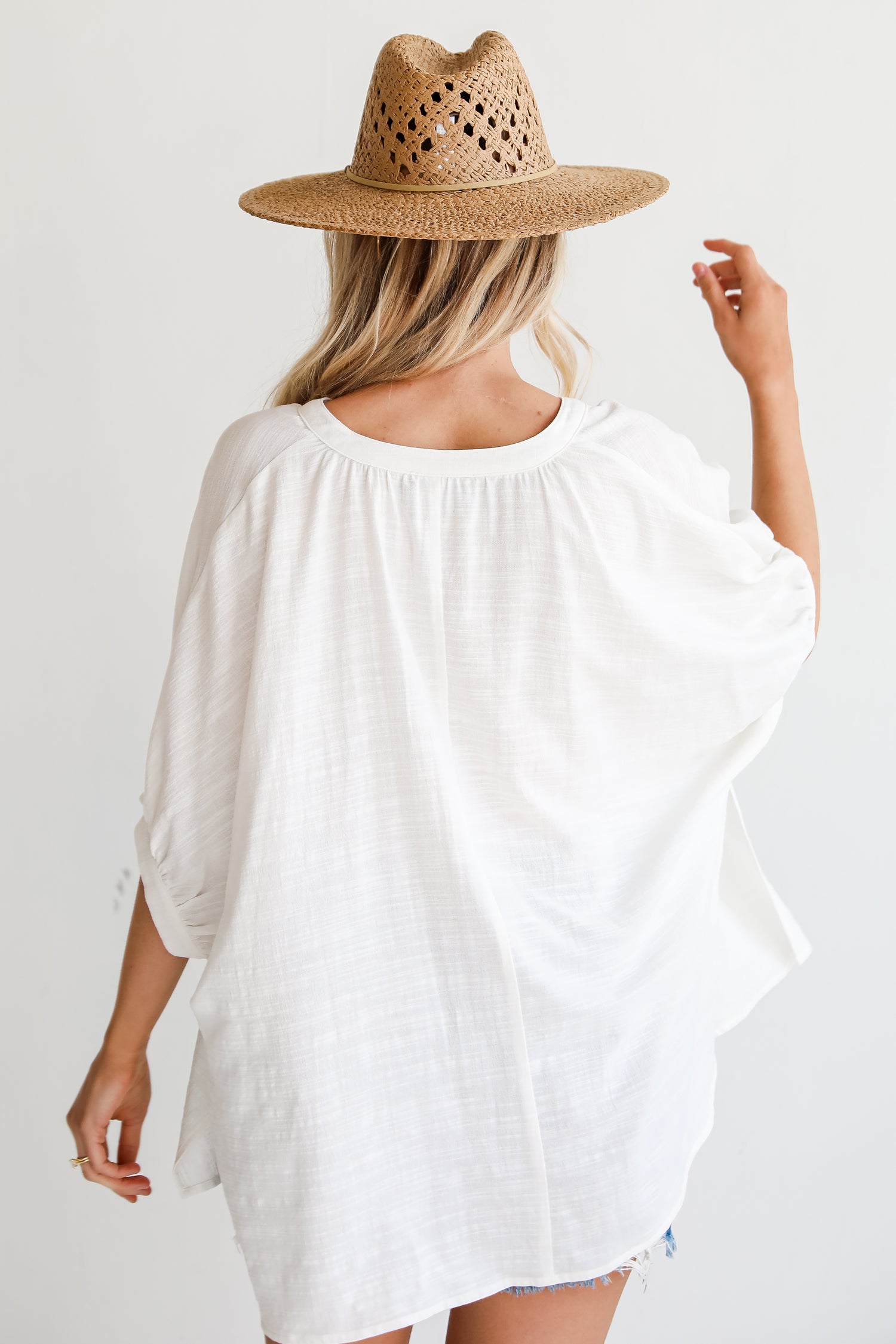 cute White Oversized Blouse