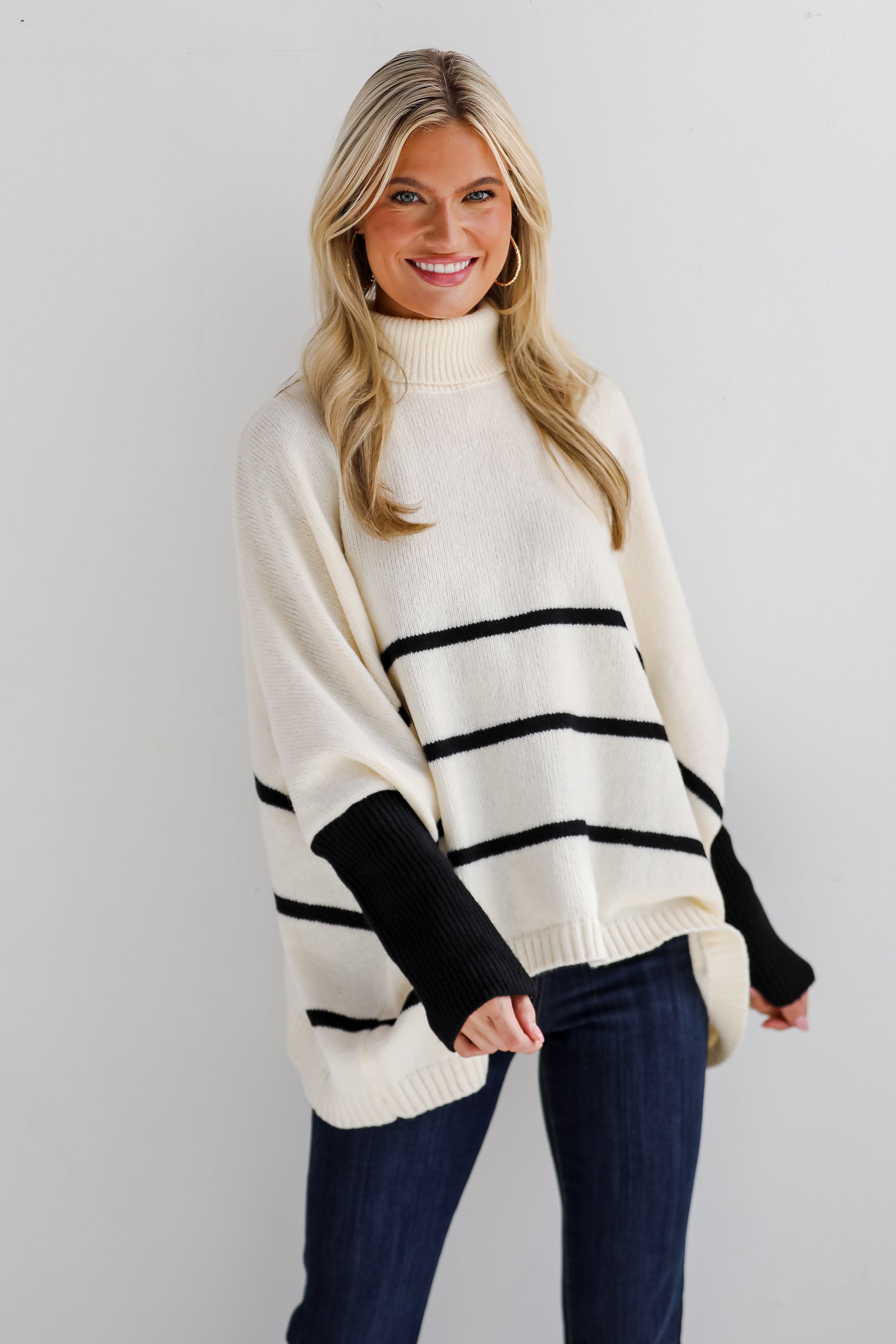 Sweetest Joy Oversized Striped Turtleneck Sweater