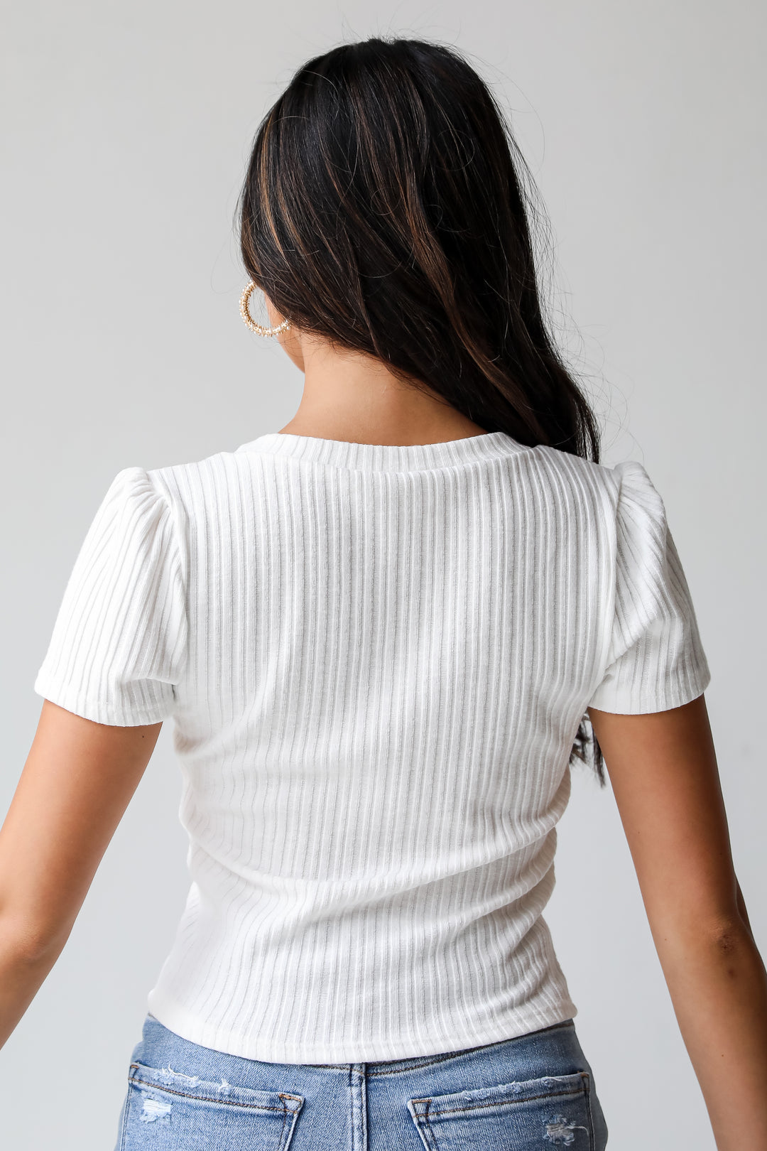 Annie White Ribbed Tee