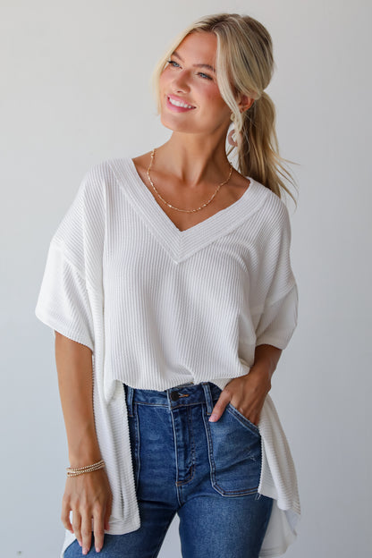 Essential Pick Off White Corded Top