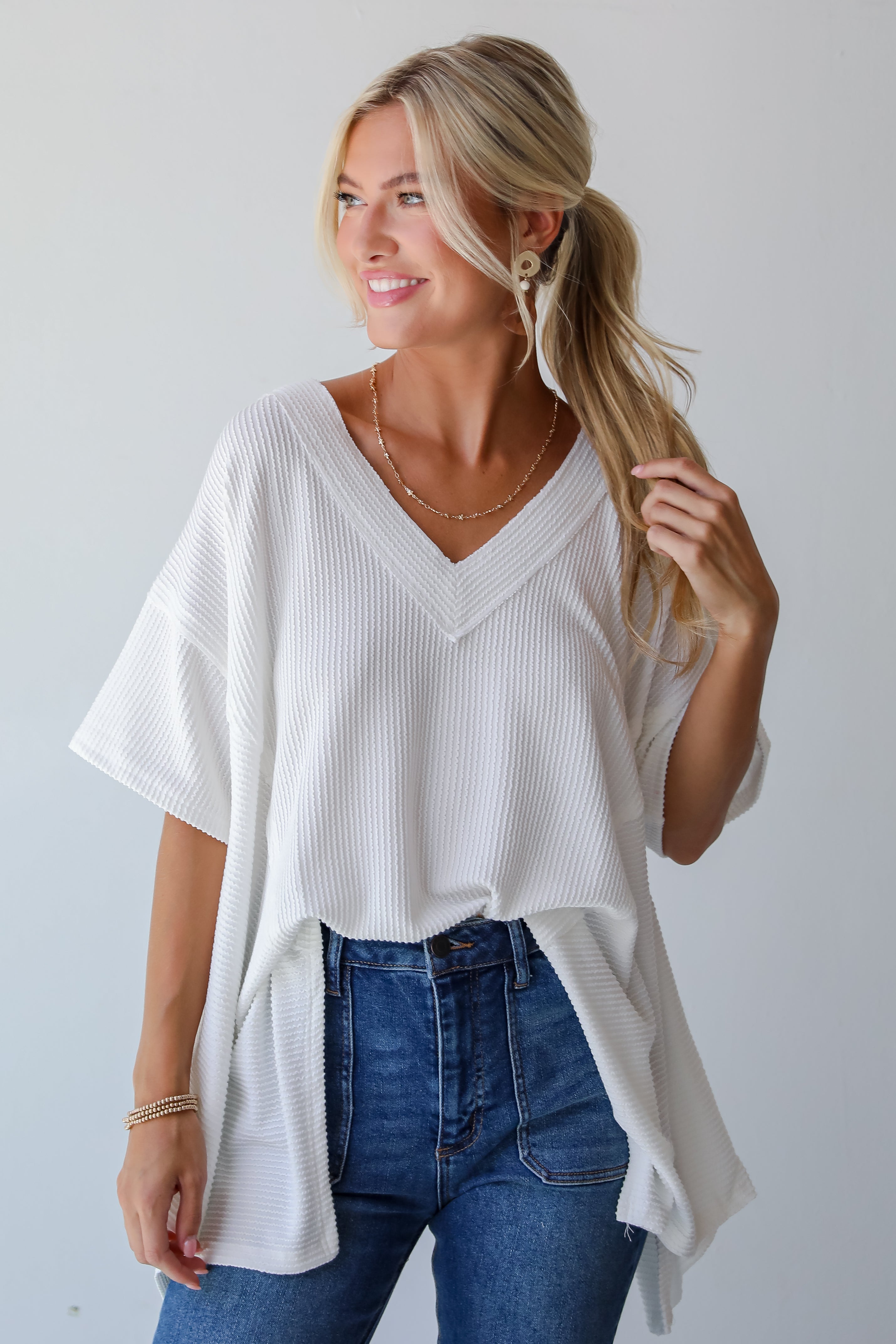 Essential Pick Off White Corded Top