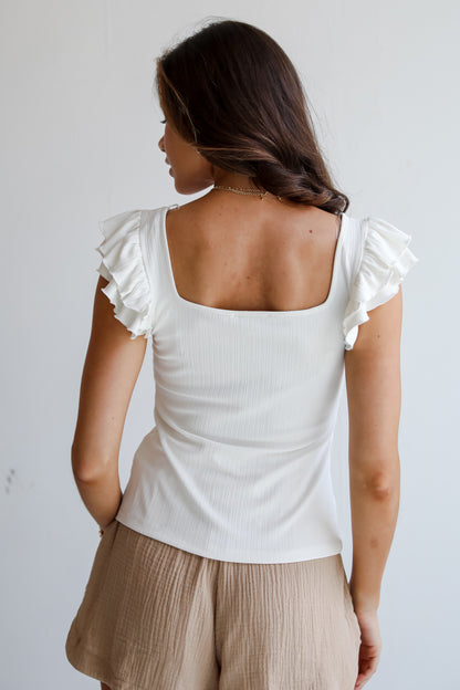 White Ruffle Tank