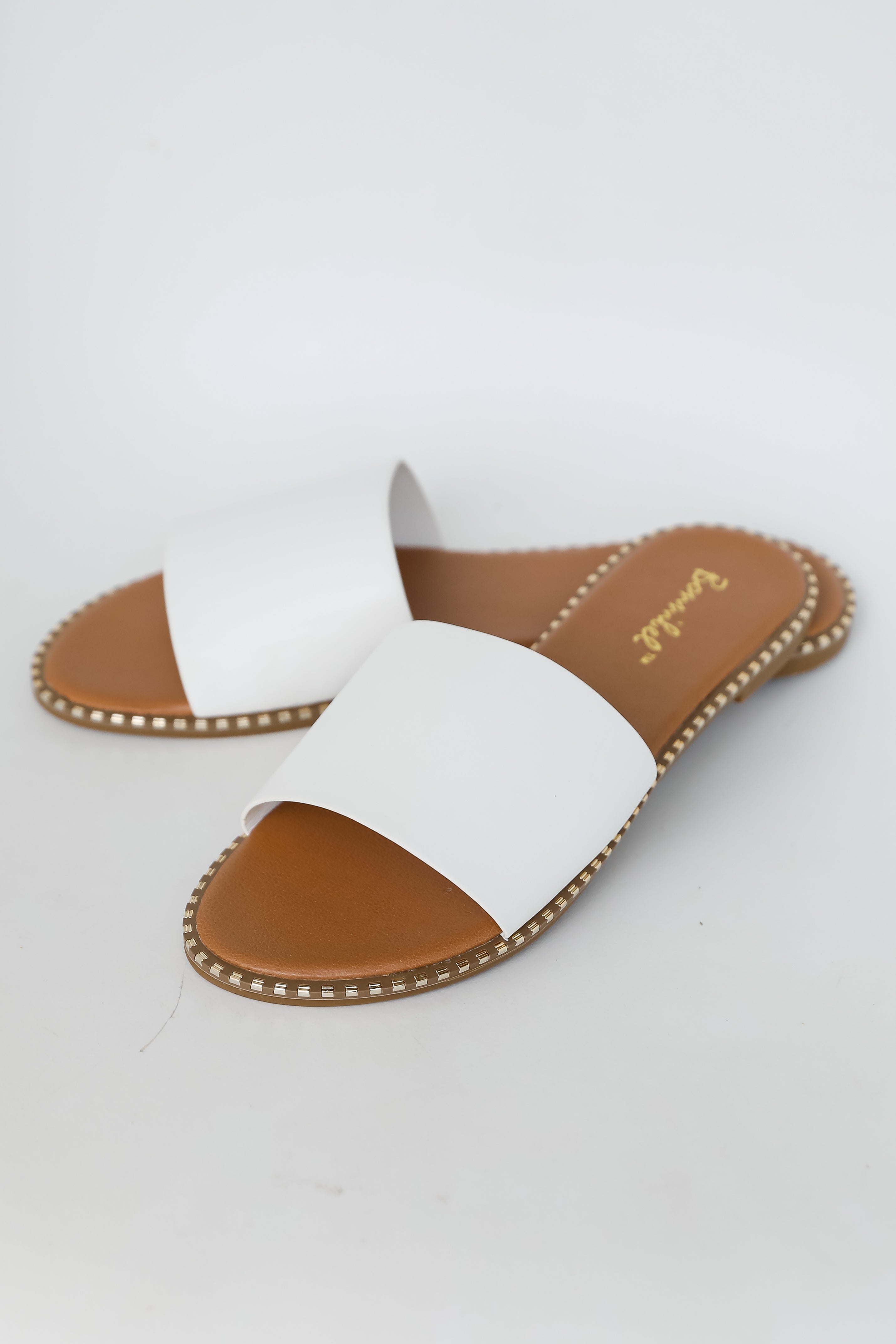 White Slide Sandals