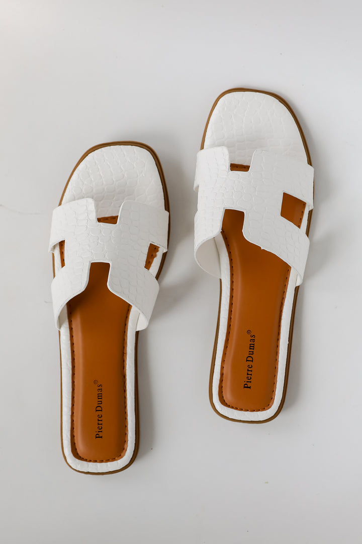 Take The Chance White Slide Sandals