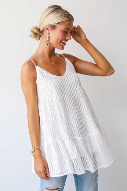 Expert Sweetness White Crochet Knit Tunic