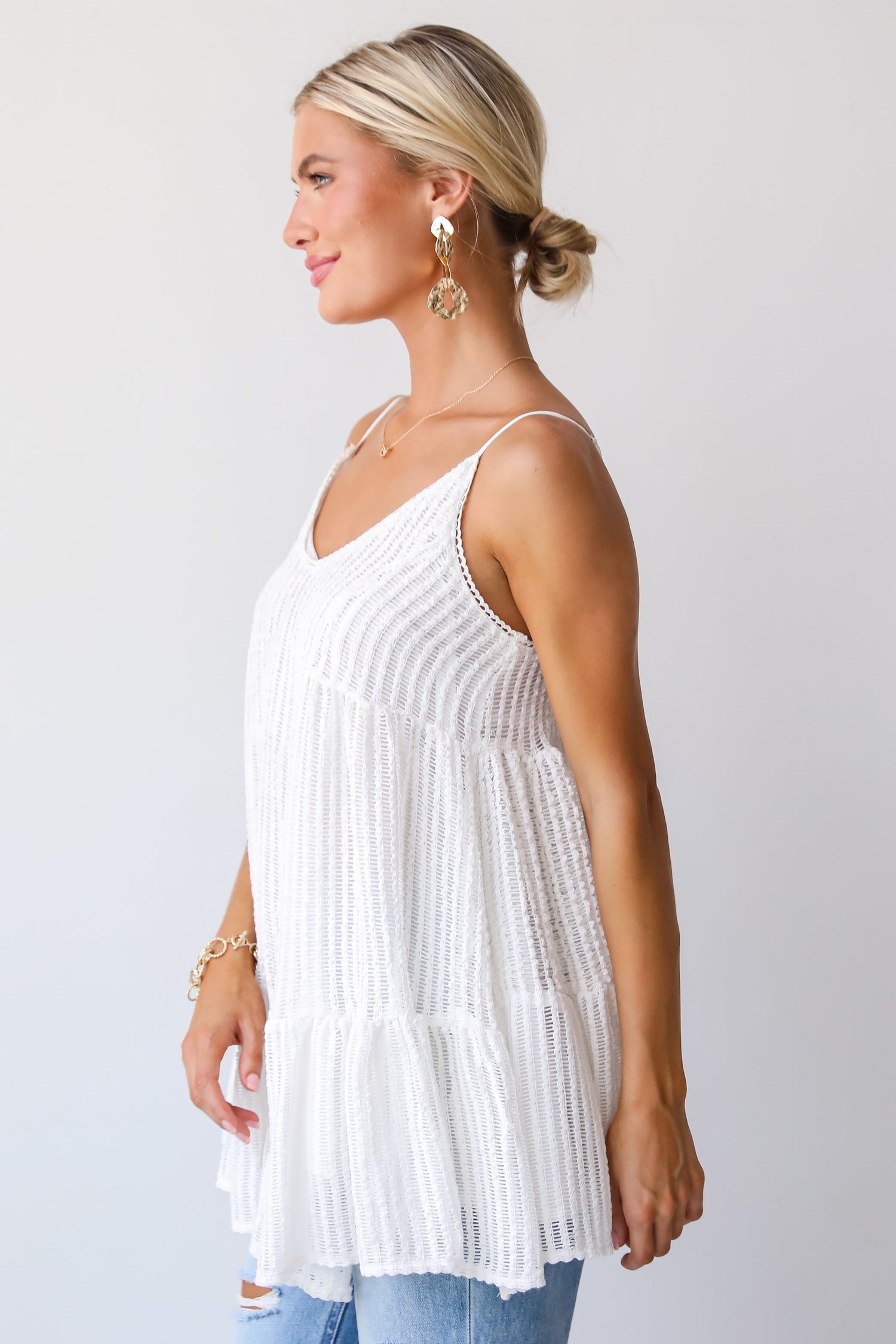 Expert Sweetness White Crochet Knit Tunic