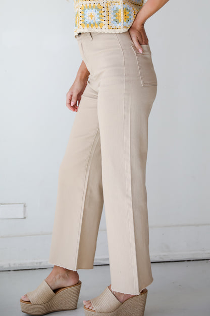 womens tan Wide Leg Jeans