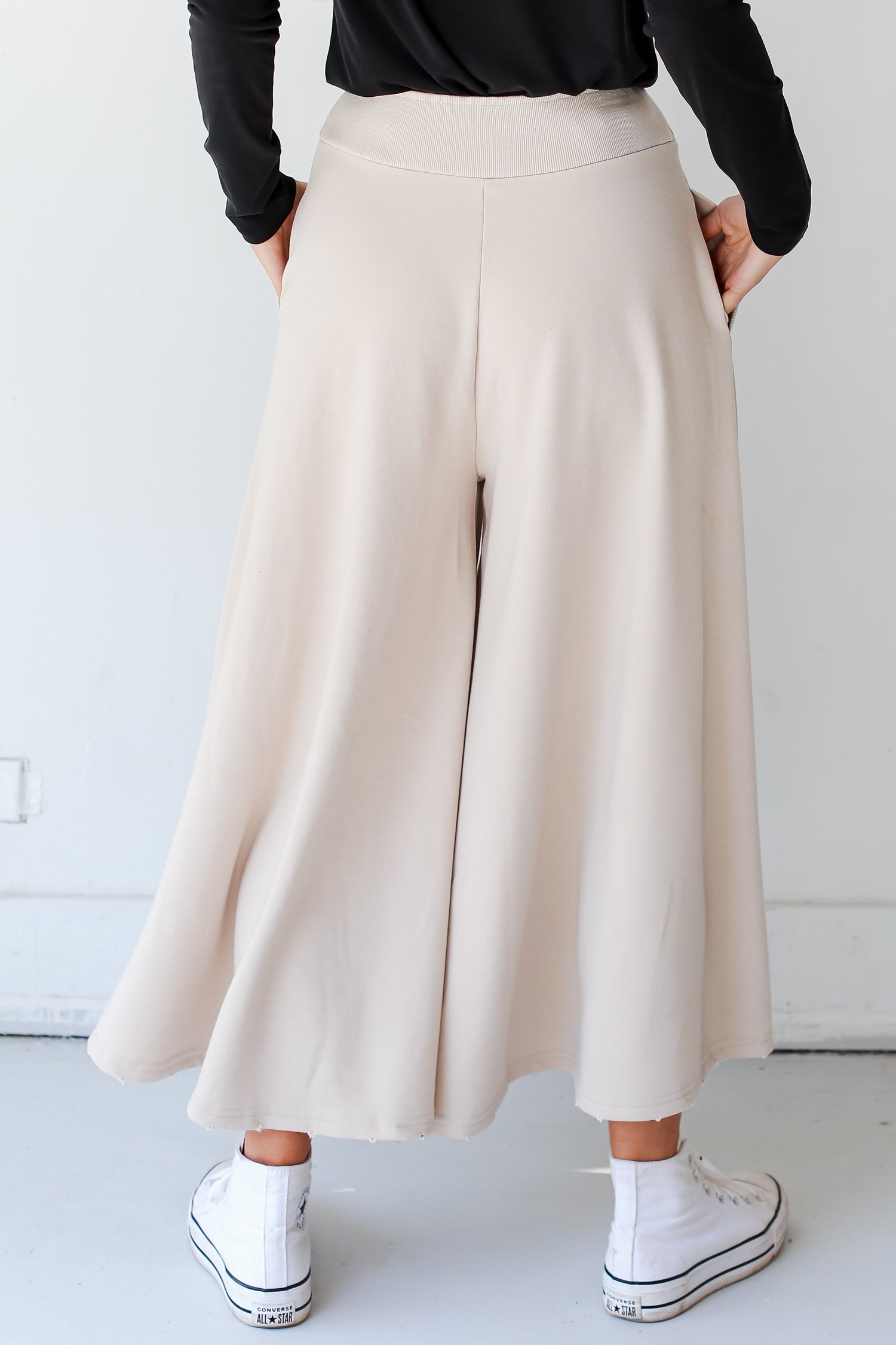 taupe Wide Leg Pants back view