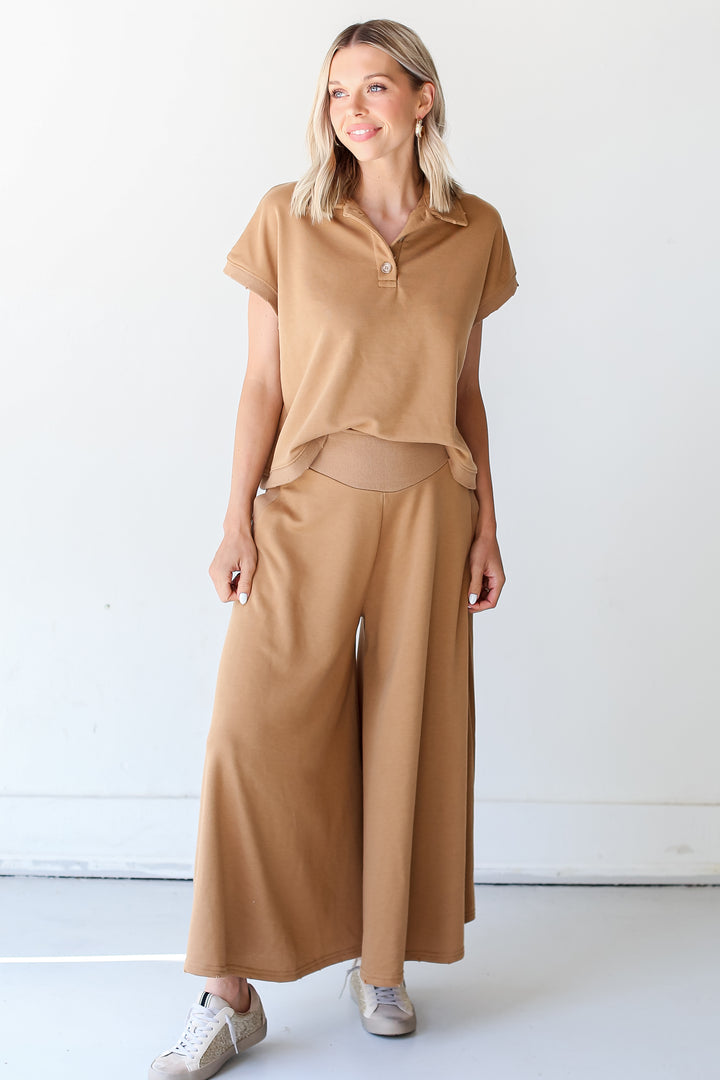 mocha Wide Leg Pants front view