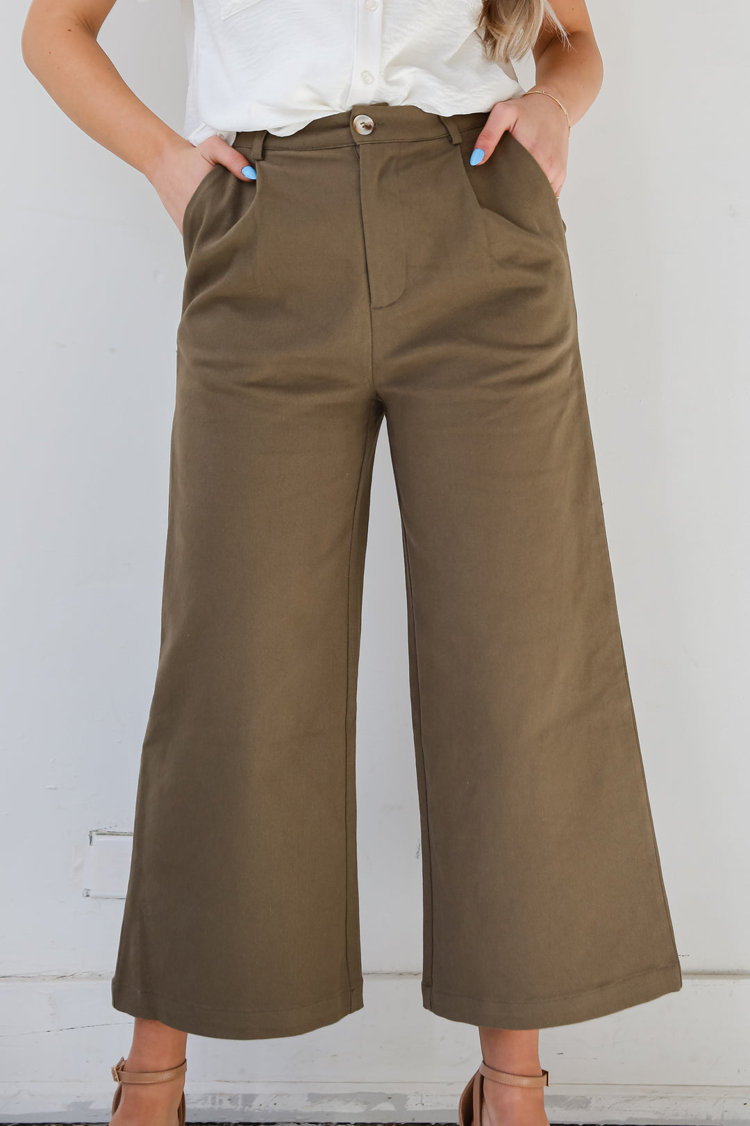 olive Wide Leg Pants for women