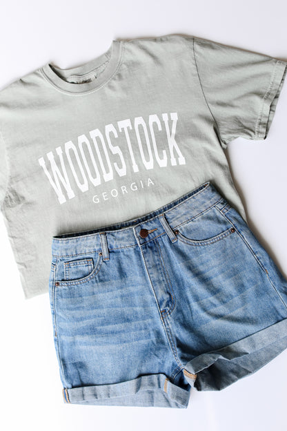 Sage Woodstock Georgia Block Letter Tee flat lay