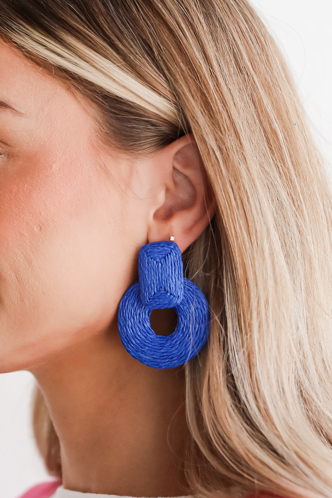 Alice Blue Straw Statement Earrings