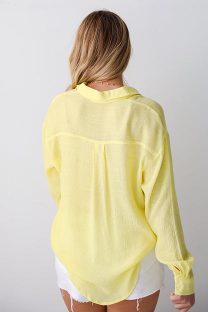 bright Yellow Button-Up Blouse