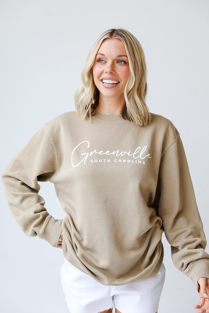 Tan Greenville South Carolina Pullover front view